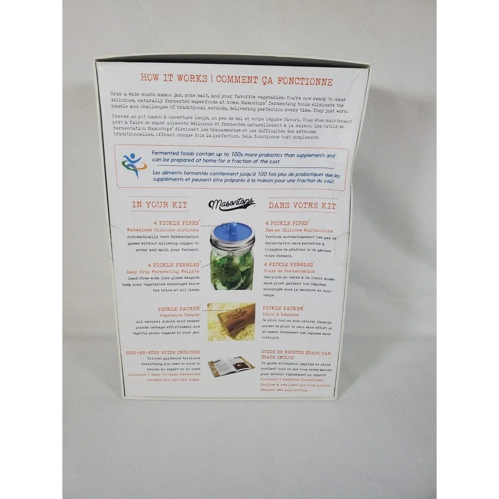 Masontops Complete Fermentation Kit 9pc Pickle Pipes Pebbles Packer Mason Jar